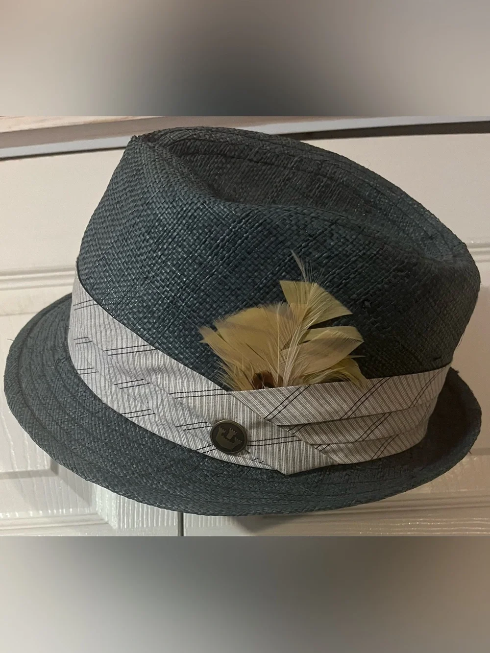 The Goorin Brothers Montique Men’s Fedora Blue Straw Weave Size Small